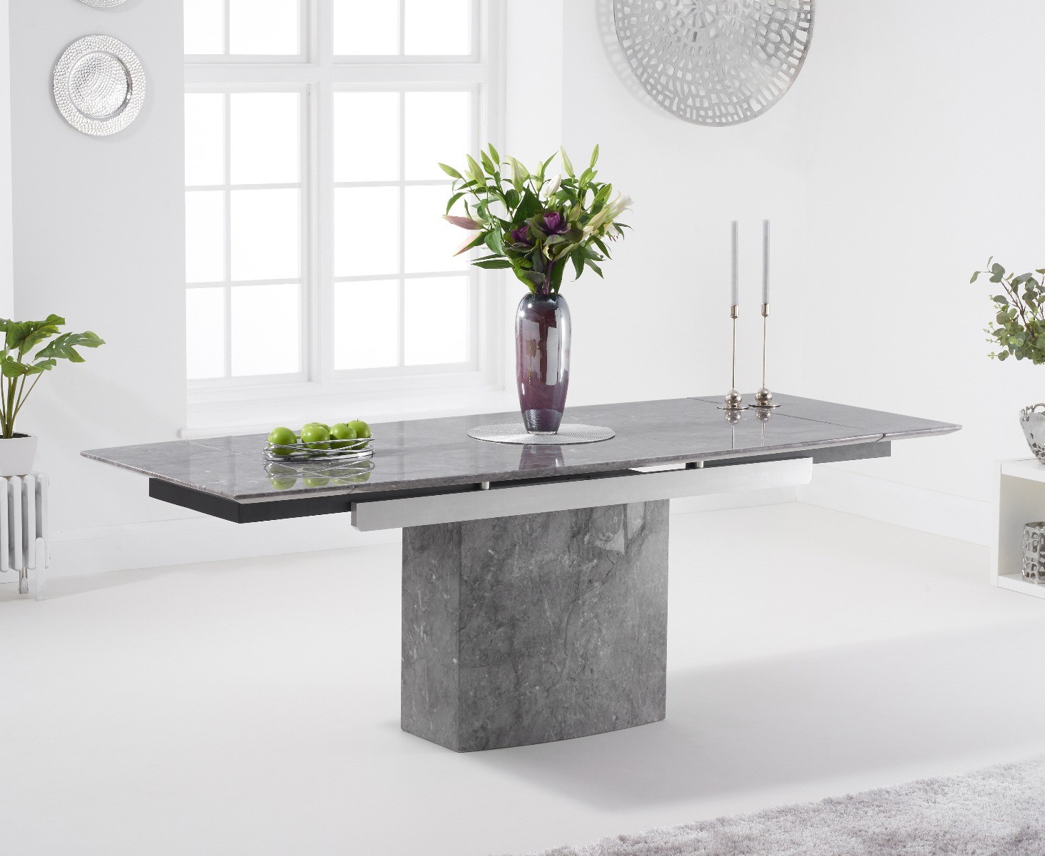 Metropolis 160cm Grey Extending Marble Dining Table