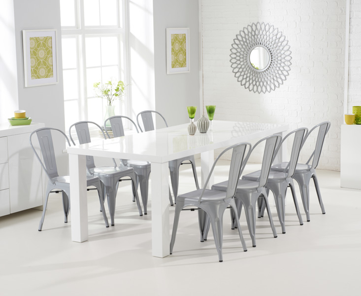 Atlanta 200cm White High Gloss Dining Table with Tolix Industrial Style Dining Chairs review