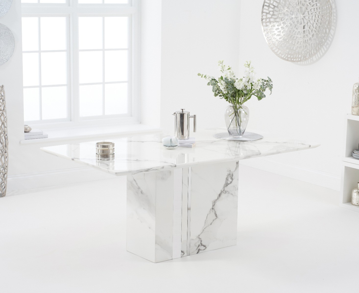 Product photograph of Alicia 180cm White Marble Dining Table from Oak Furniture Superstore