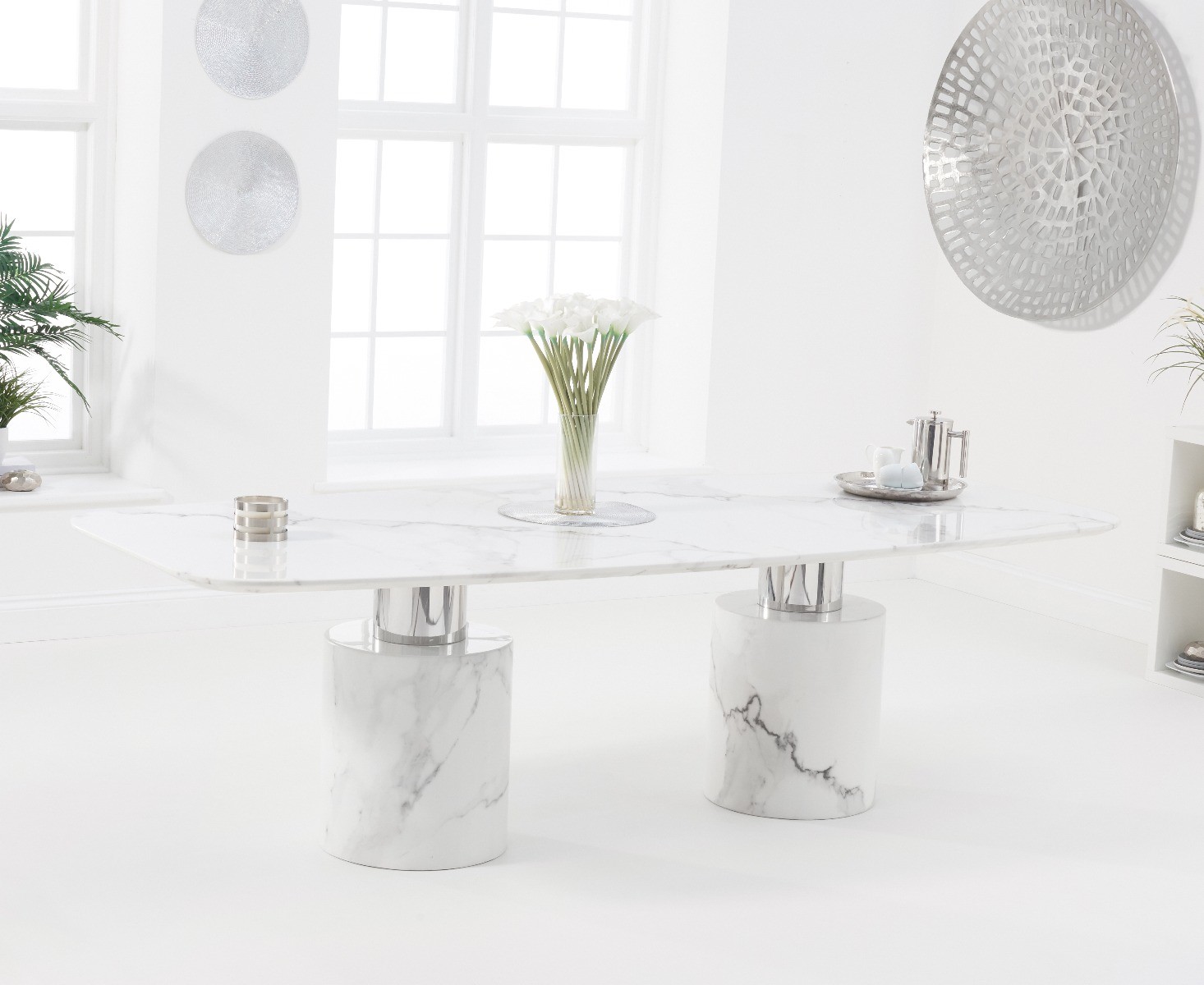 Product photograph of Antonio 260cm White Marble Dining Table from Oak Furniture Superstore