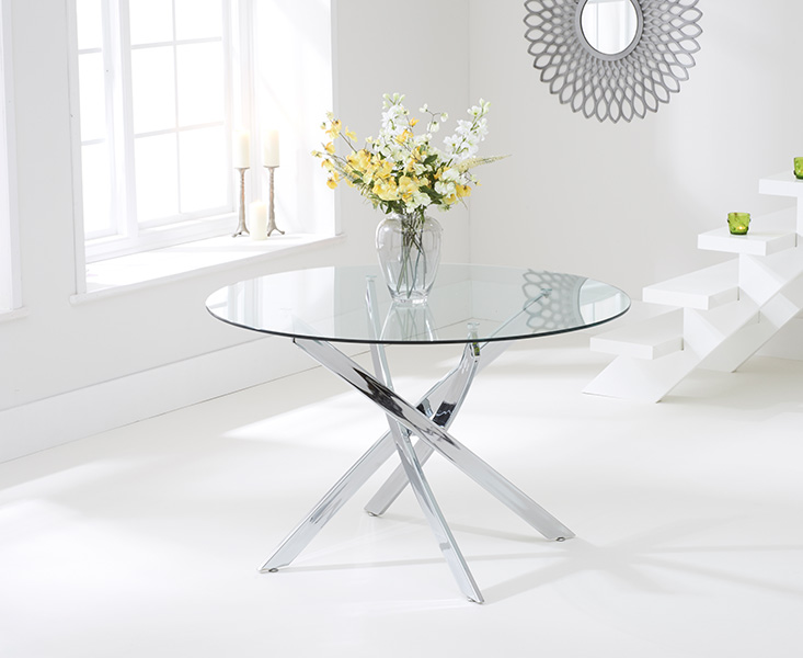 Product photograph of Denver 120cm Glass Dining Table from Oak Furniture Superstore