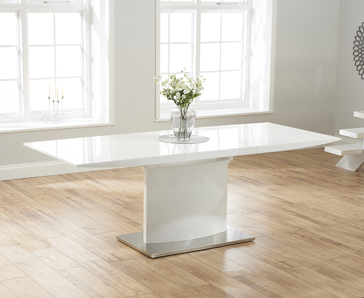 Product photograph of Hailey 160cm White High Gloss Extending Dining Table from Oak Furniture Superstore