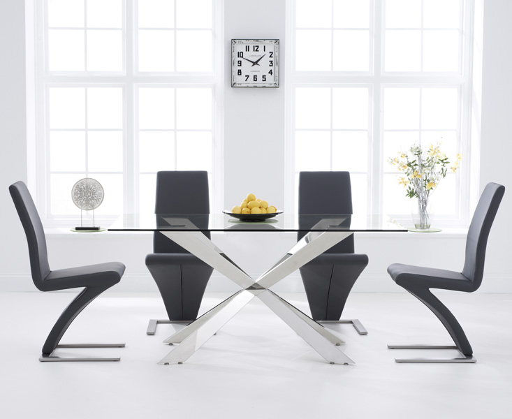 Juniper 160cm Glass Dining Table With 8 Grey Hampstead Z Chairs