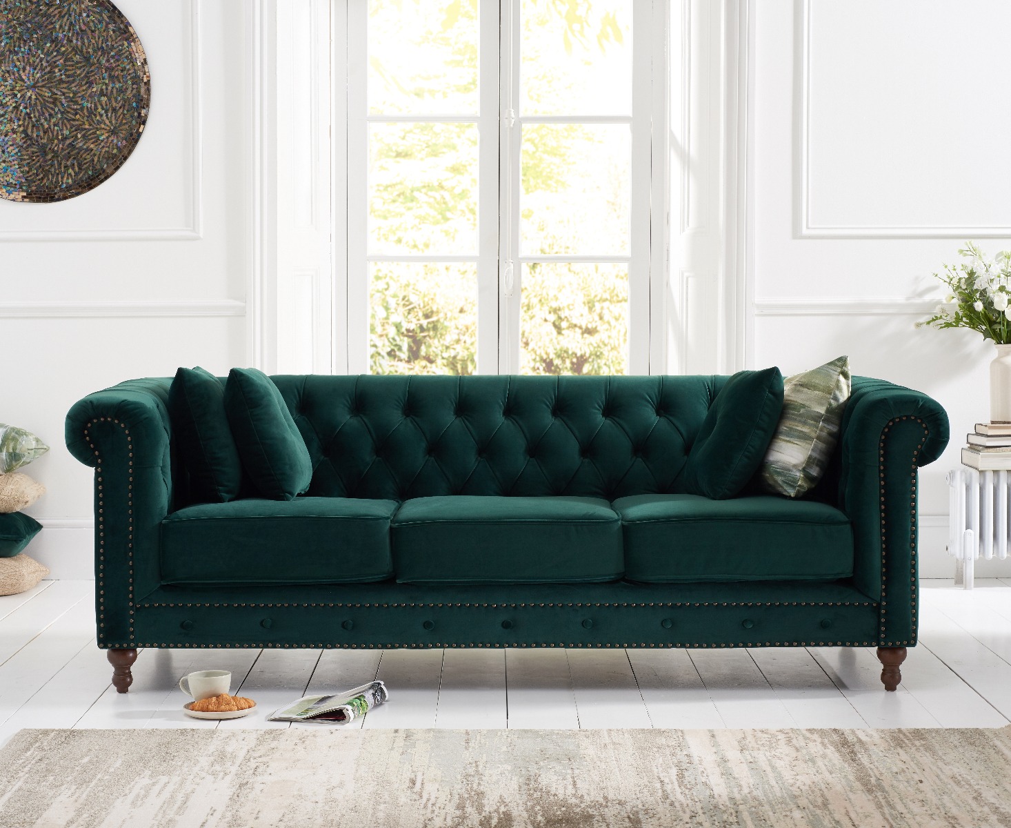 Milano Chesterfield Green Plush 3 Seater Sofa review