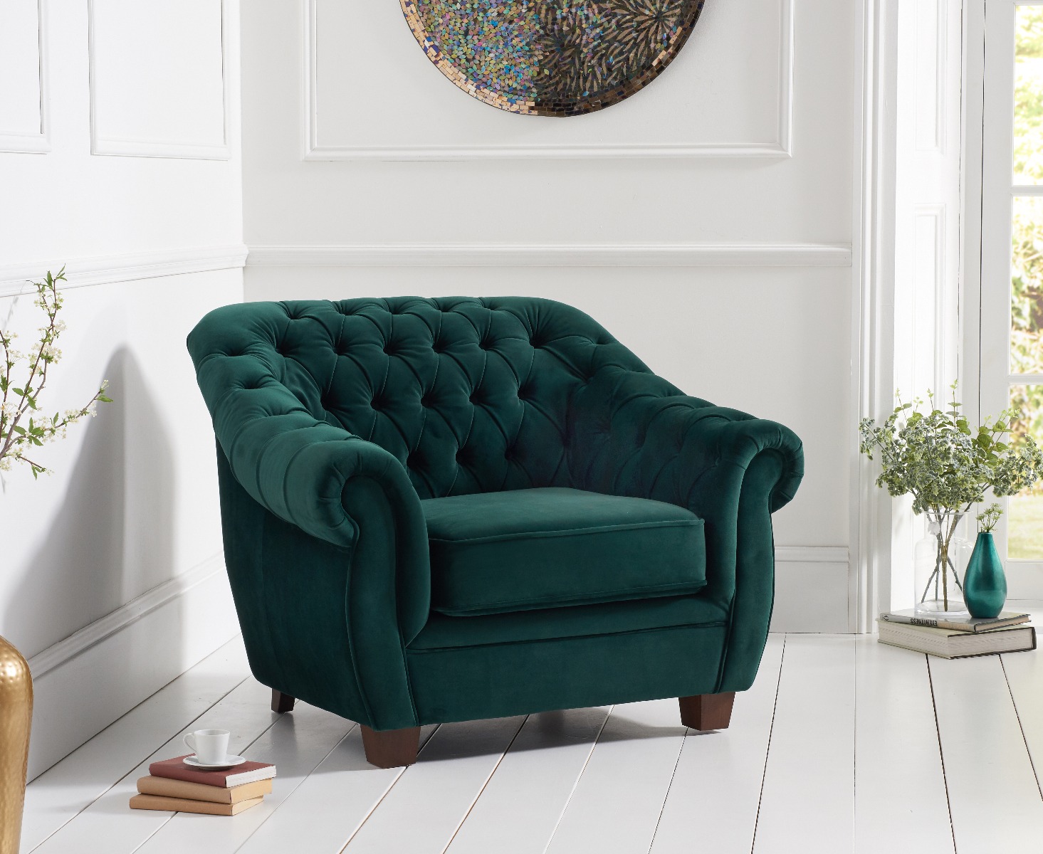 Lilly Chesterfield Green Plush Fabric Armchair review