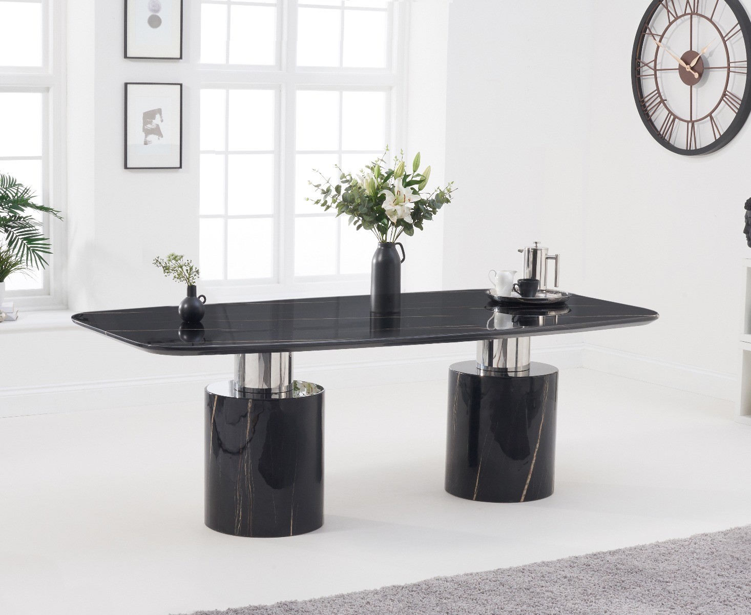 Antonio 220cm Black Marble Dining Table