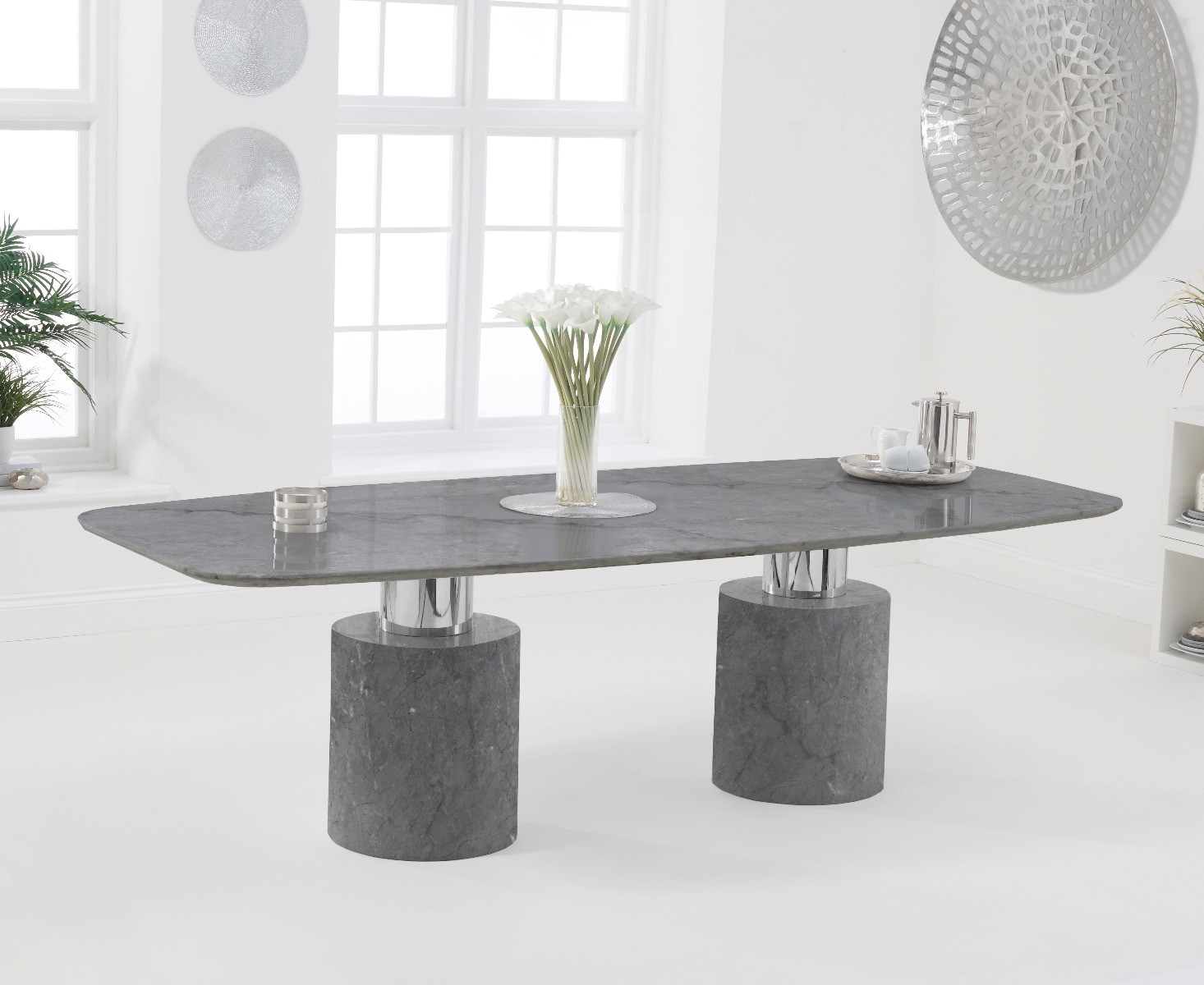 Product photograph of Antonio 260cm Grey Marble Dining Table from Oak Furniture Superstore