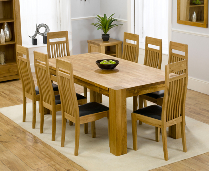 Madrid 200cm Solid Oak Extending Dining Table With Monaco Chairs