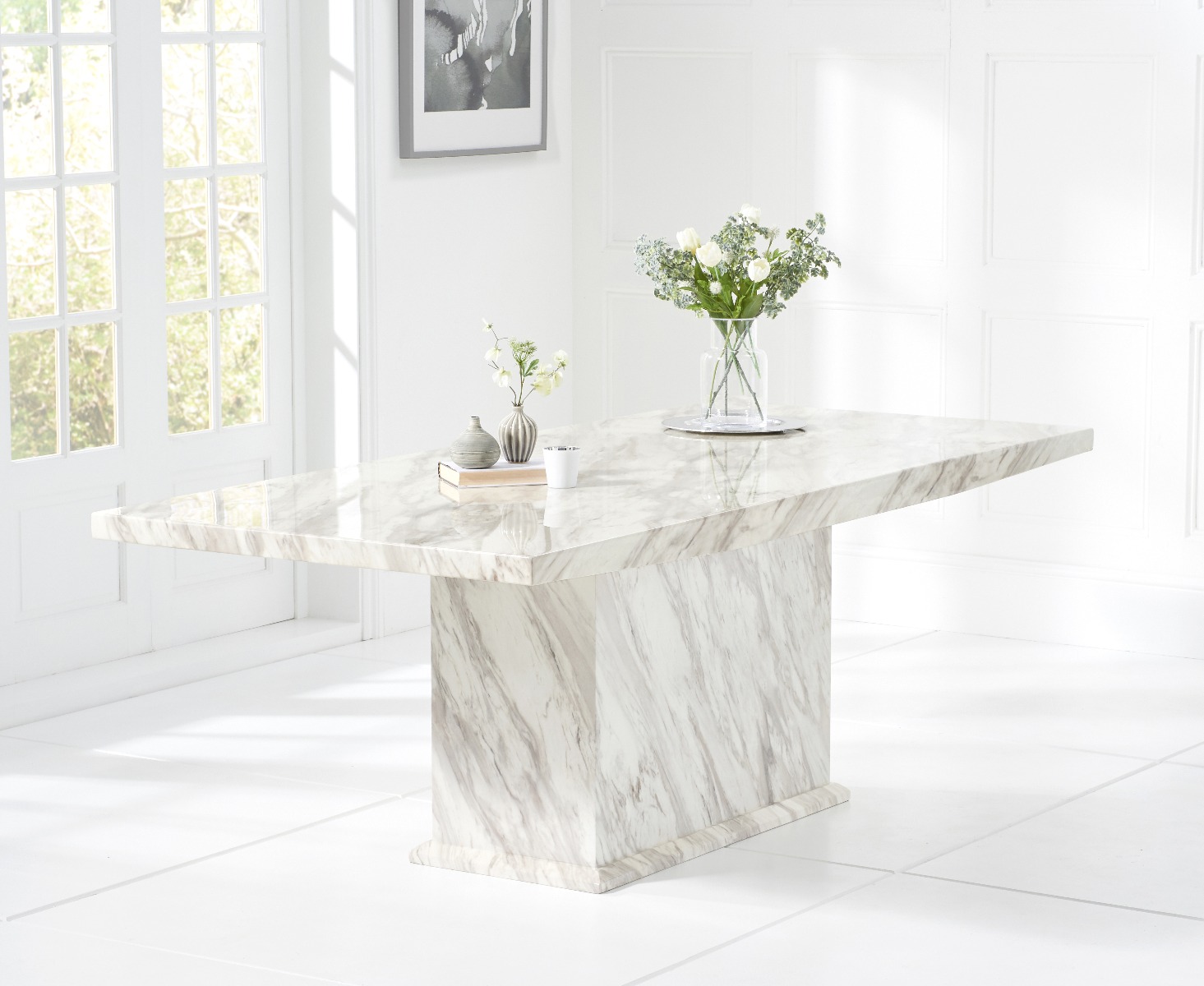 Product photograph of Calacatta 180cm Marble Dining Table from Oak Furniture Superstore