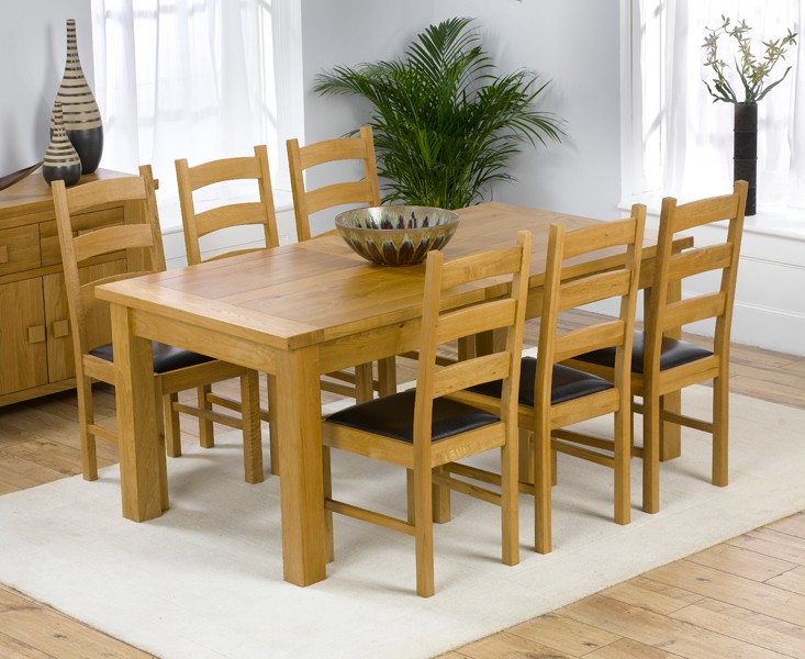Normandy 180cm Solid Oak Extending Dining Table With 8 Timber Vermont Chairs