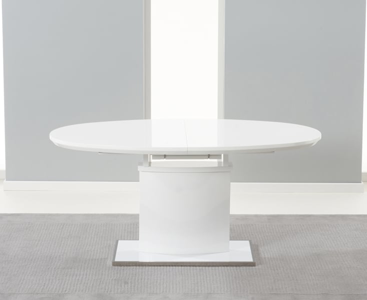 Product photograph of Santana 160cm White High Gloss Extending Pedestal Dining Table from Oak Furniture Superstore