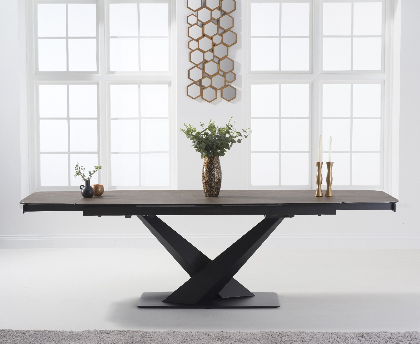 Product photograph of Extending Jacob 180cm Mink Ceramic Dining Table from Oak Furniture Superstore