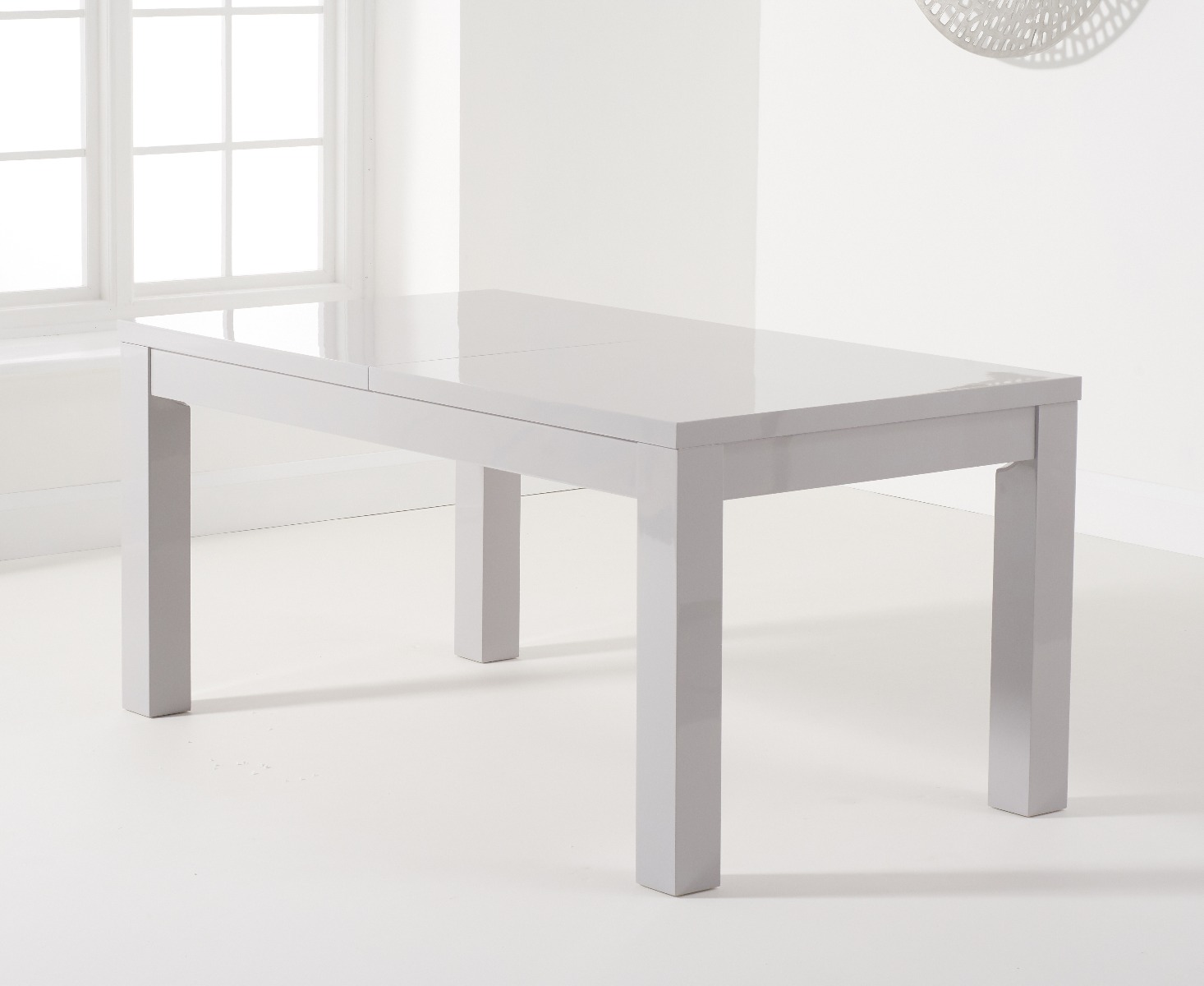 Photo 3 of Seattle light grey gloss 160-220cm extending dining table with 8 white vigo chairs