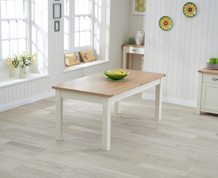 Somerset 180cm Oak And Cream Painted Extending Dining Table