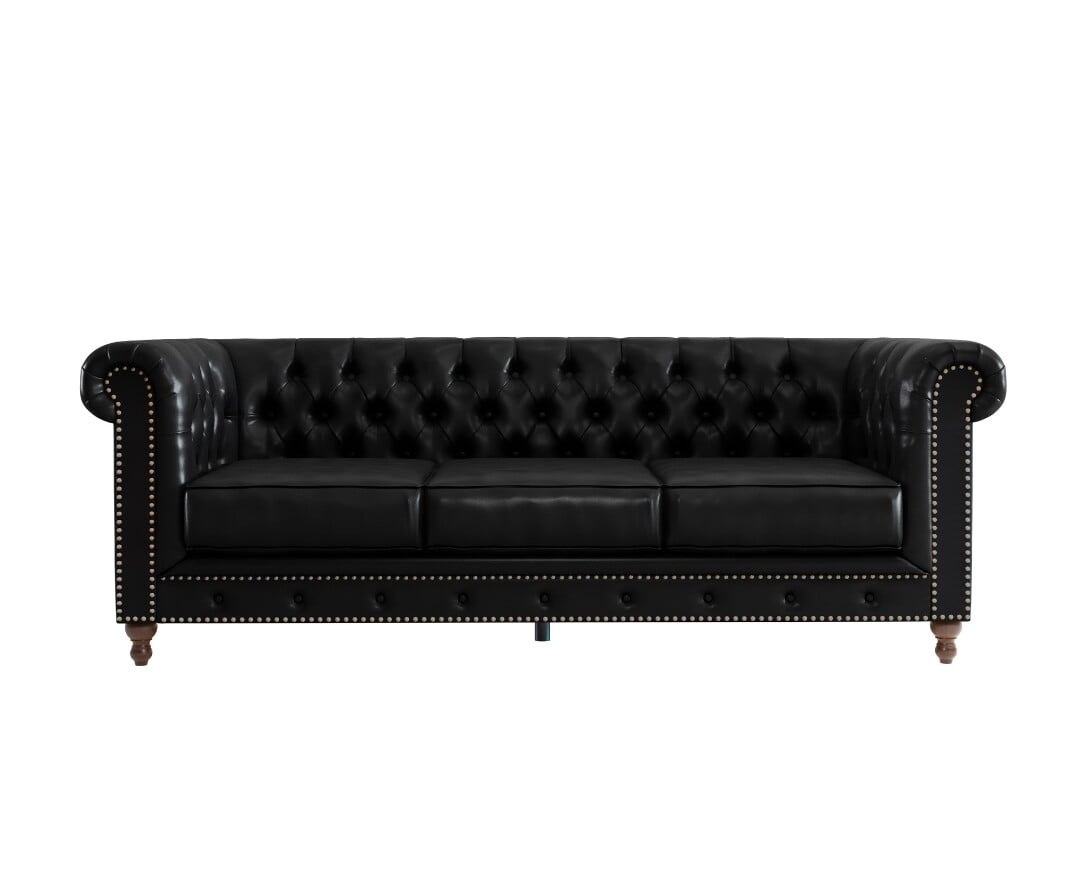 Product photograph of Westminster Chesterfield Black Leather 3 Seater Sofa from Oak Furniture Superstore