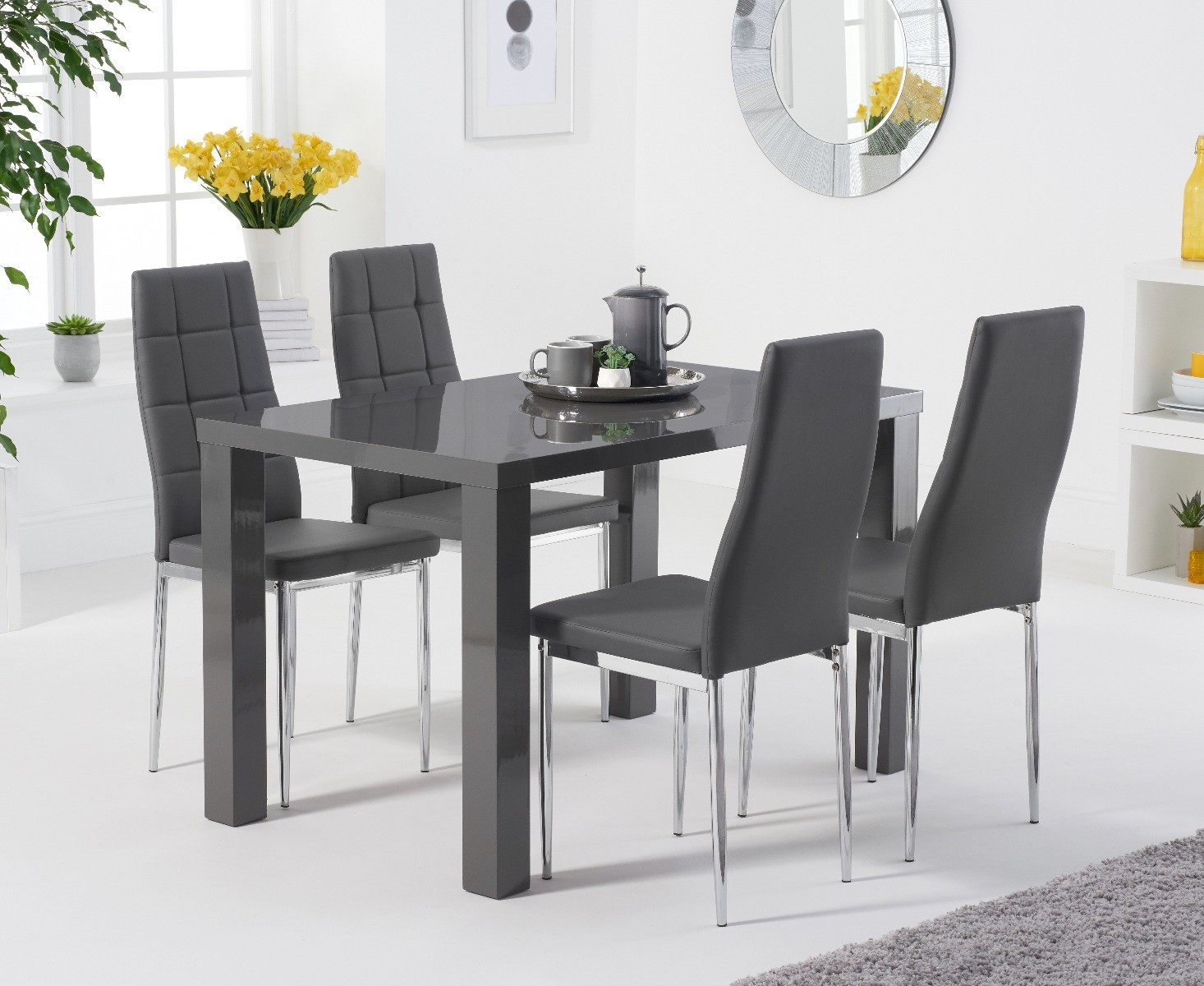 Photo 1 of Atlanta 120cm dark grey high gloss dining table with 6 grey angelo chairs