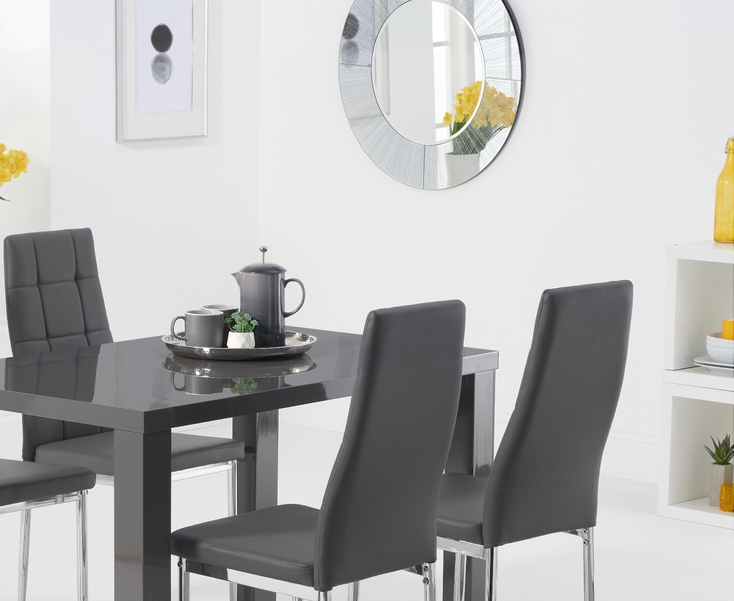 Photo 2 of Atlanta 120cm dark grey high gloss dining table with 4 grey angelo chairs