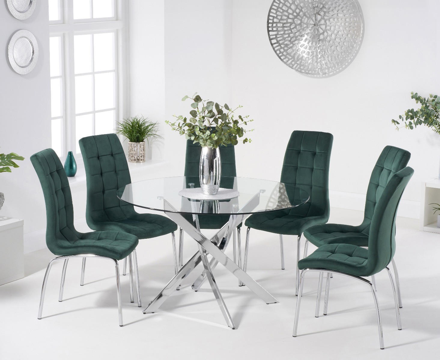 Photo 3 of Denver 110cm glass dining table with 6 grey enzo chairs