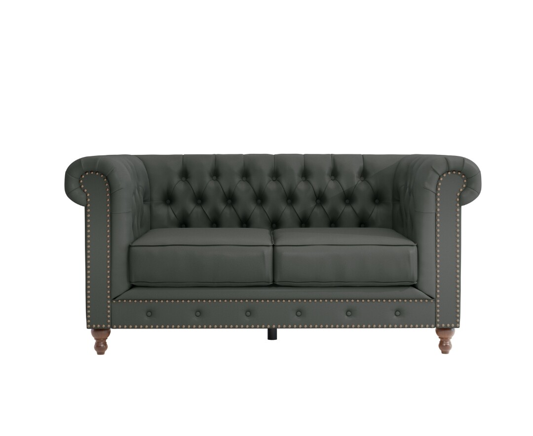 Product photograph of Westminster Chesterfield Grey Leather 2 Seater Sofa from Oak Furniture Superstore