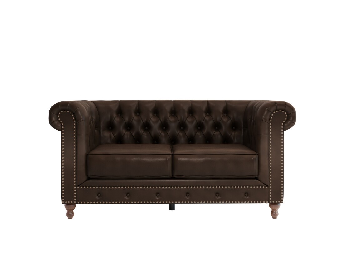 Product photograph of Westminster Chesterfield Brown Leather 2 Seater Sofa from Oak Furniture Superstore