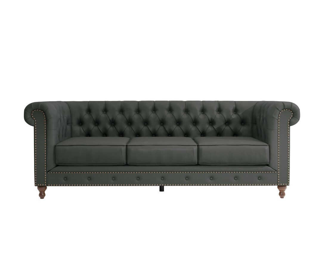 Product photograph of Westminster Chesterfield Grey Leather 3 Seater Sofa from Oak Furniture Superstore