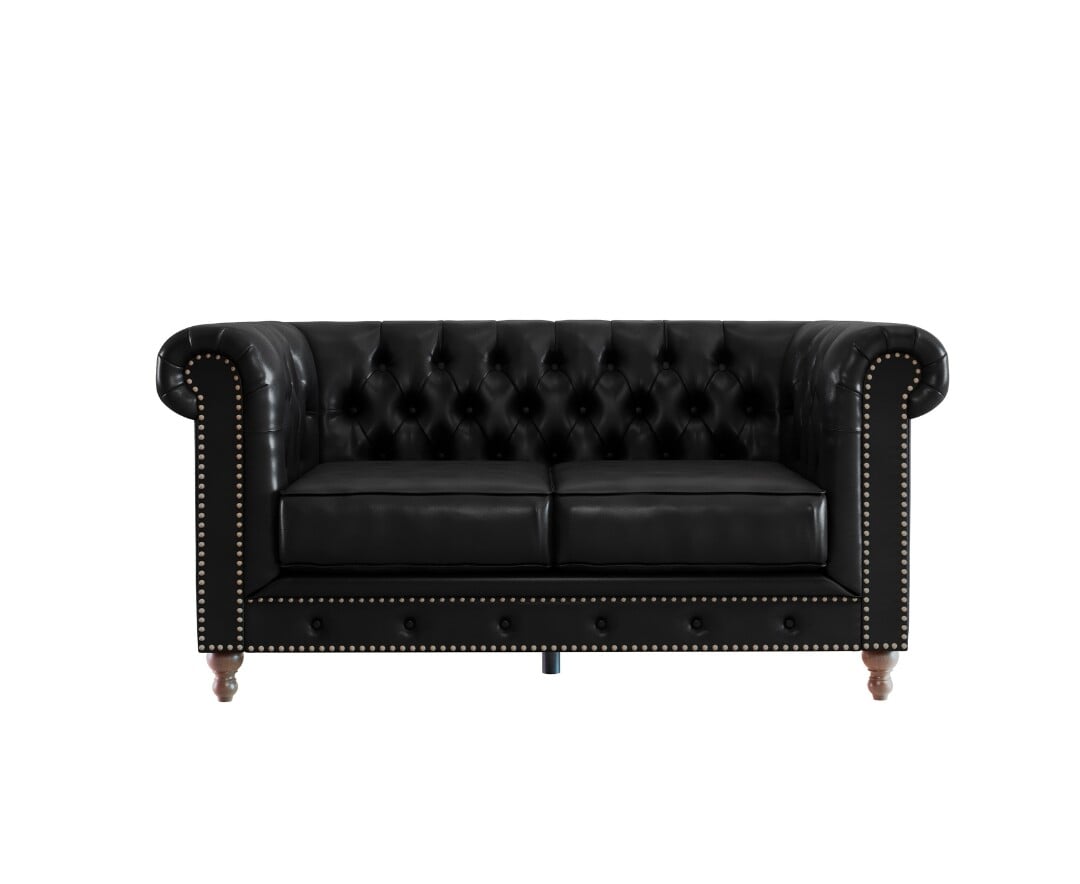 Product photograph of Westminster Chesterfield Black Leather 2 Seater Sofa from Oak Furniture Superstore