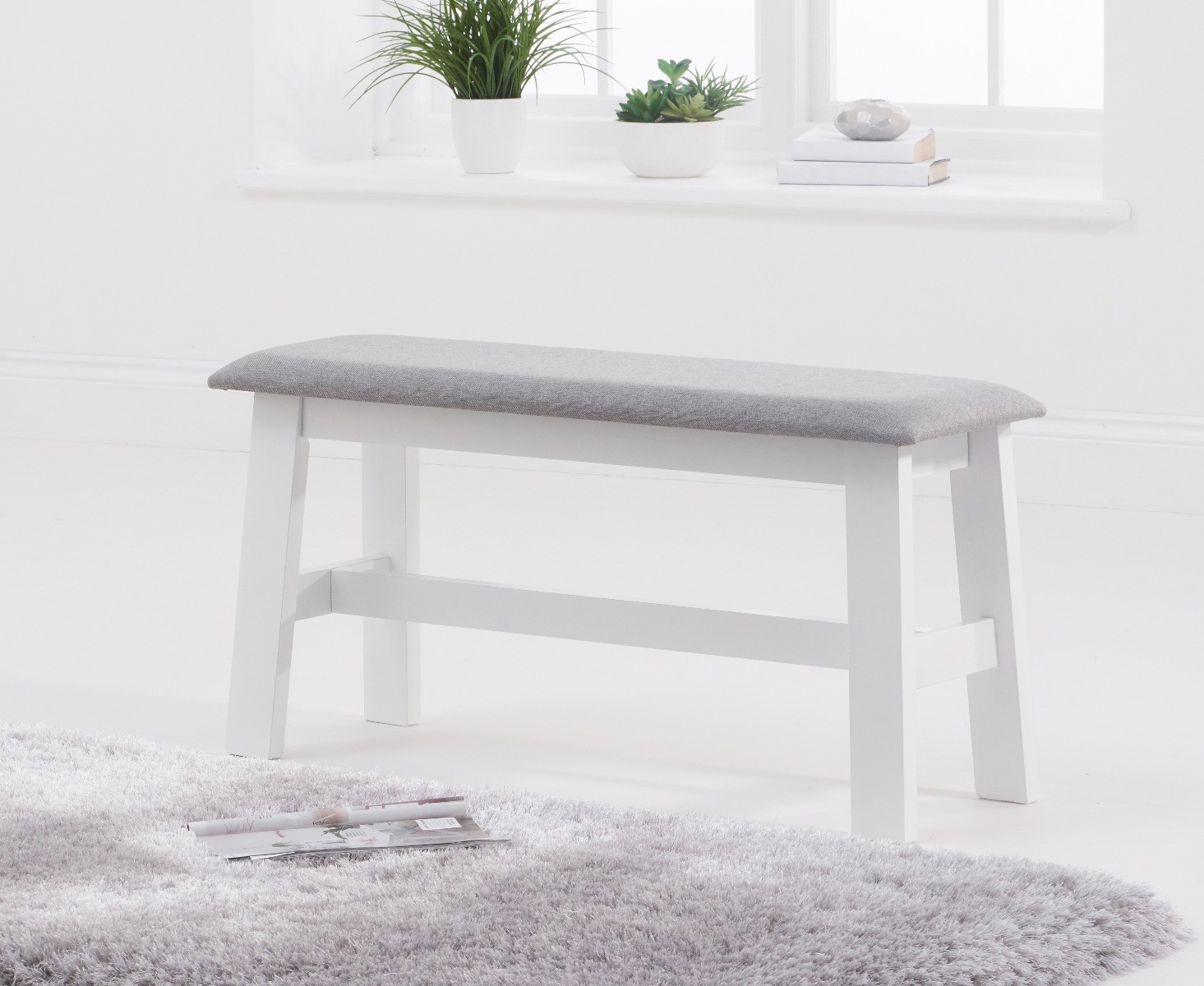 grey fabric bench seat