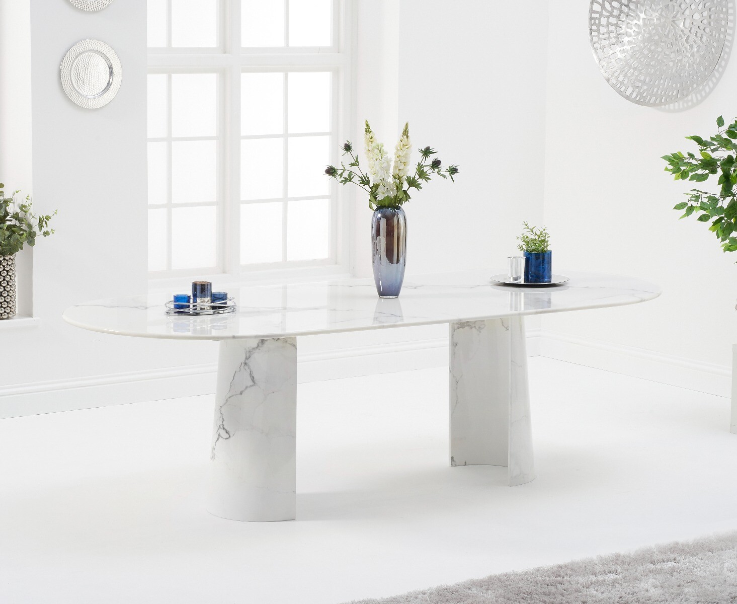 Sutton 260cm White Marble Dining Table