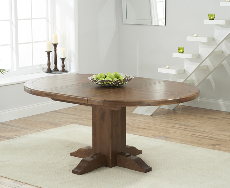 Product photograph of Extending Helmsley Dark Oak Pedestal Dining Table from Oak Furniture Superstore
