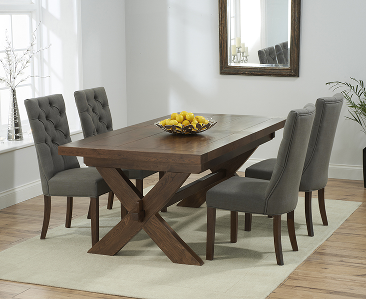 Photo 2 of Extending buckley 200cm dark oak dining table with 6 natural francois chairs