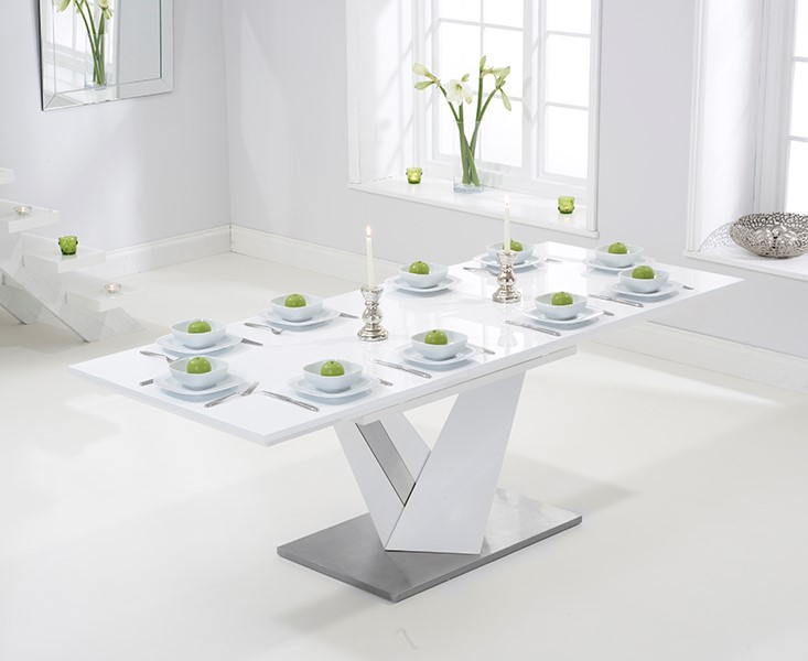 Product photograph of Extending Santino 160cm White High Gloss Dining Table from Oak Furniture Superstore