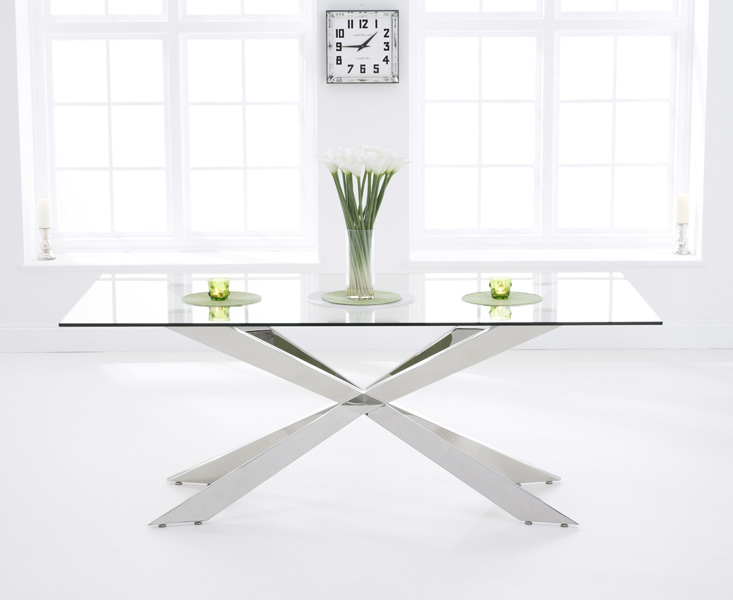 Photo 4 of Juniper 160cm glass dining table with 8 white marco chairs