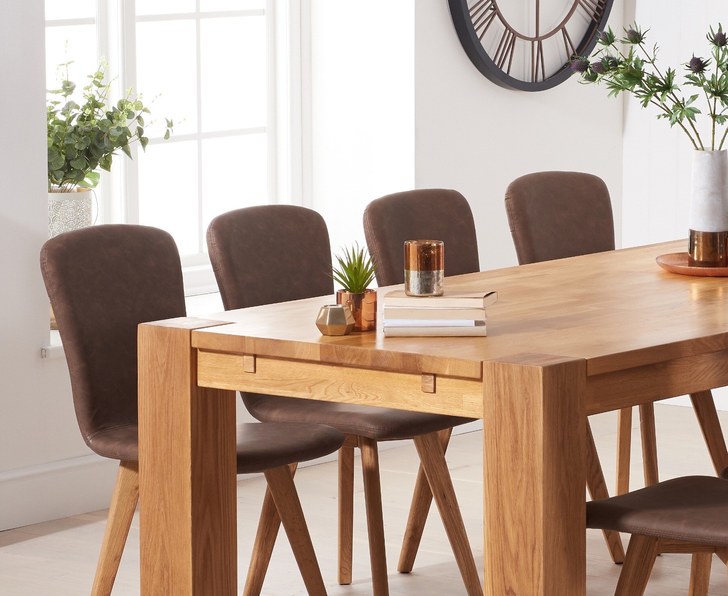 Photo 4 of Sheringham 240cm solid oak dining table with 10 grey ruben chairs