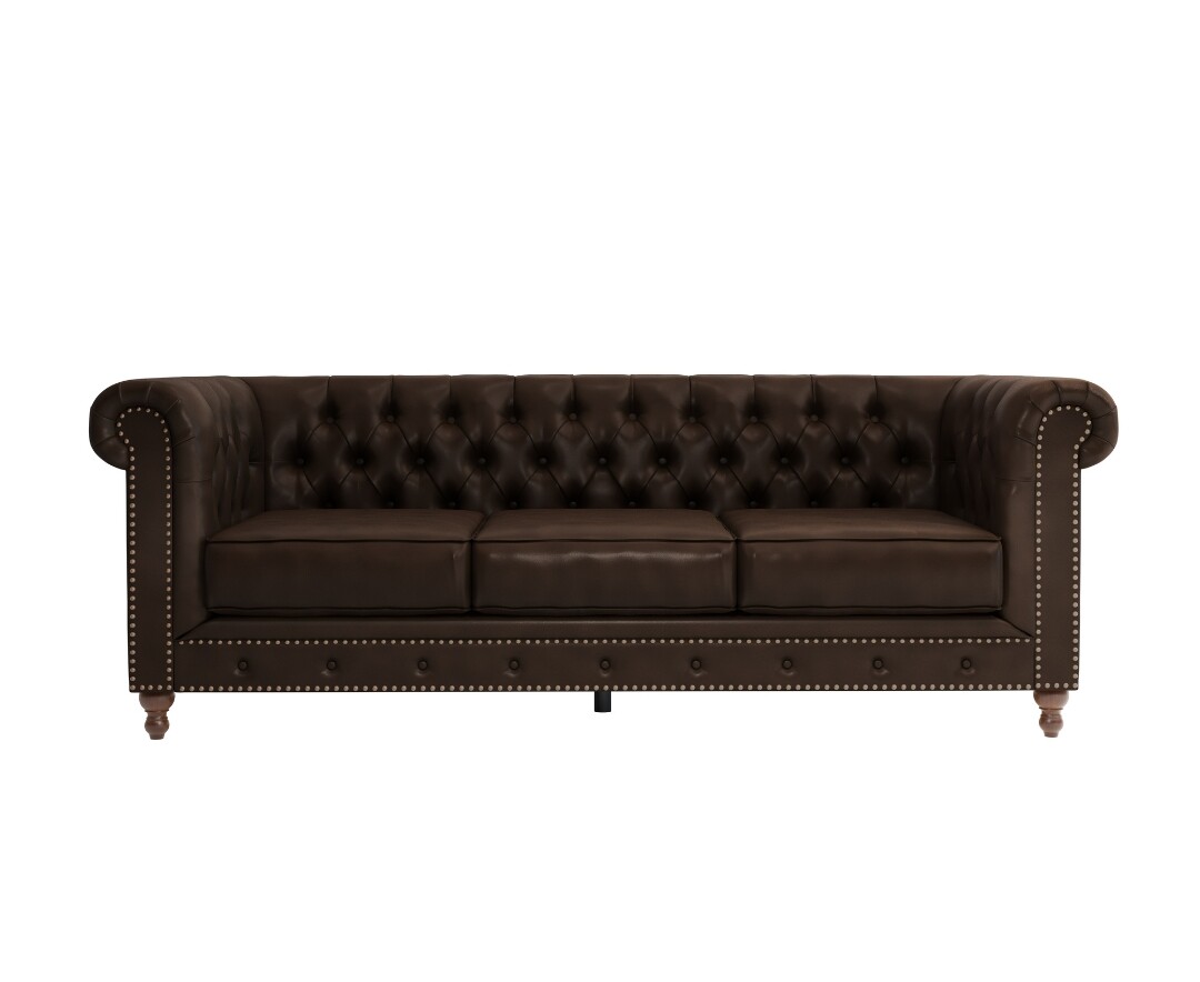 Product photograph of Westminster Chesterfield Brown Leather 3 Seater Sofa from Oak Furniture Superstore