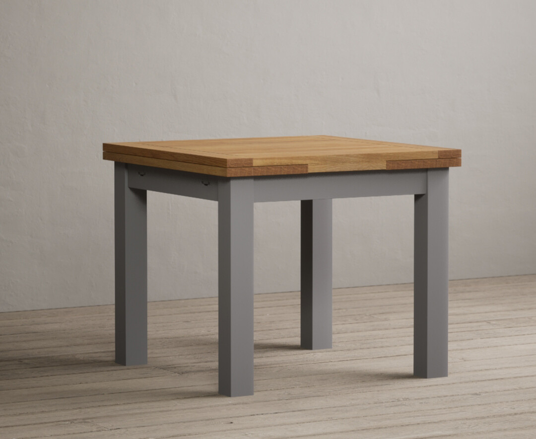 Product photograph of Extending Buxton 90cm Oak And Light Grey Painted Dining Table from Oak Furniture Superstore