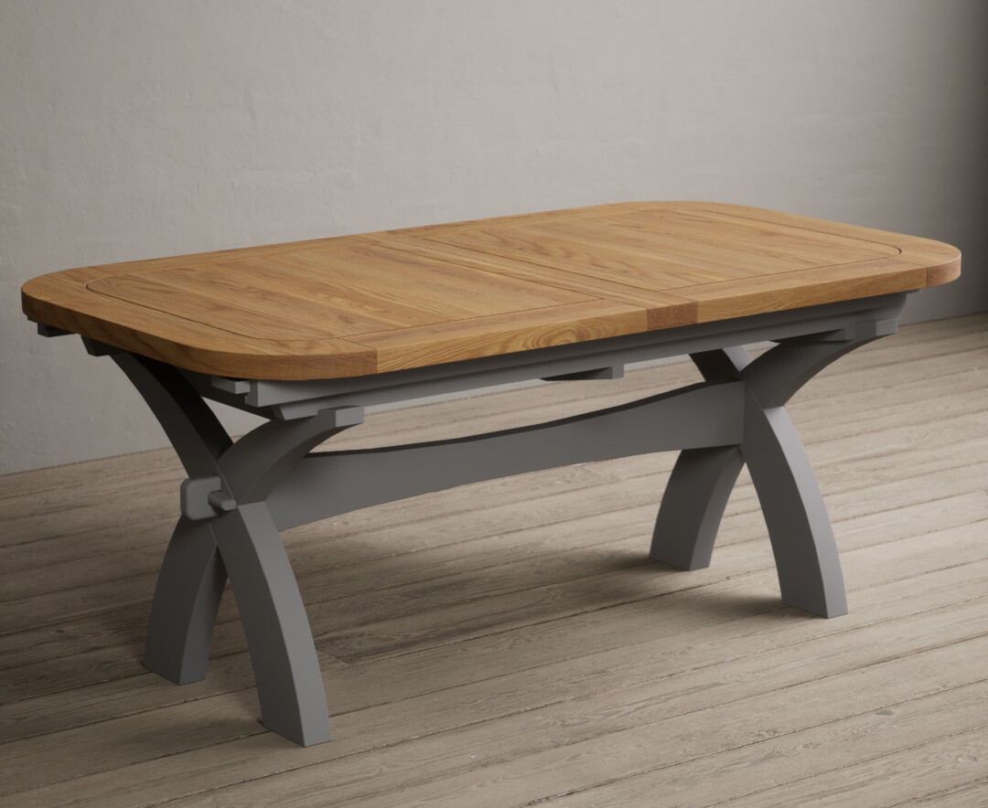 Product photograph of Extending Olympia 180cm Oak And Light Grey Painted Dining Table from Oak Furniture Superstore