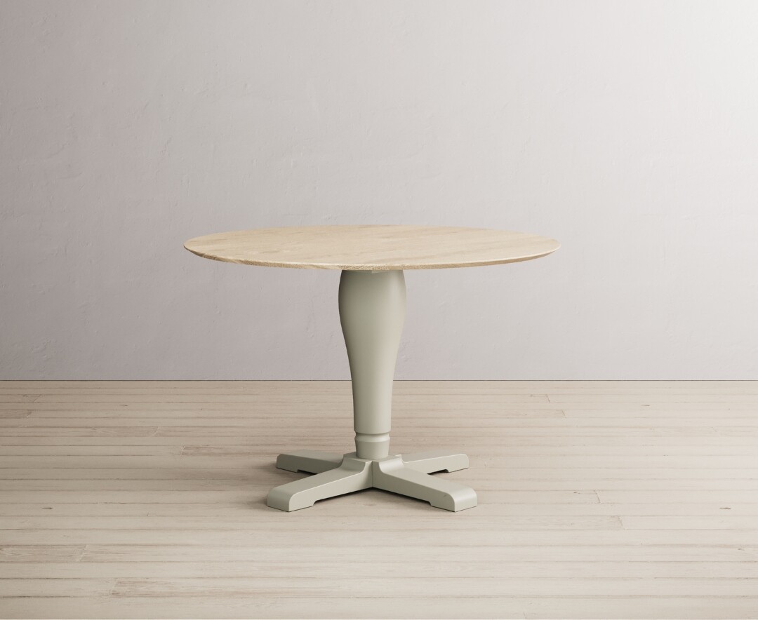 Product photograph of Ancona Oak And Soft Green Painted 120cm Round Dining Table from Oak Furniture Superstore