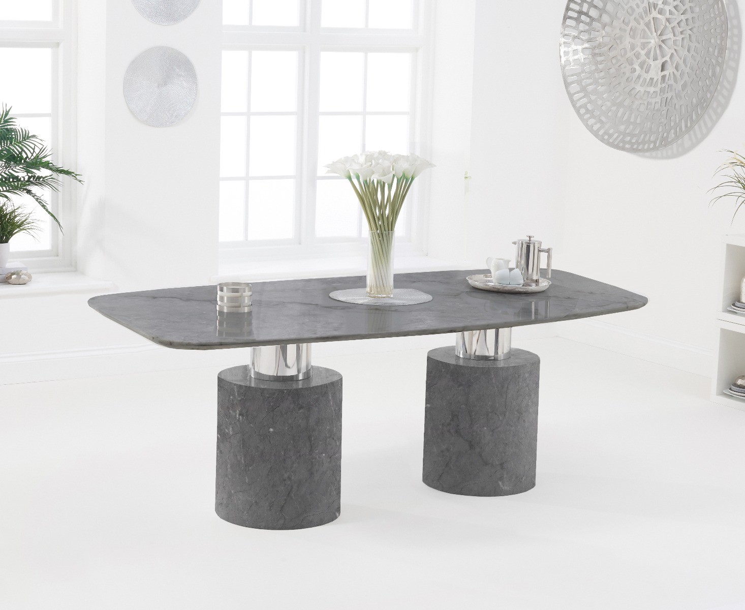 Antonio 180cm Grey Marble Dining Table