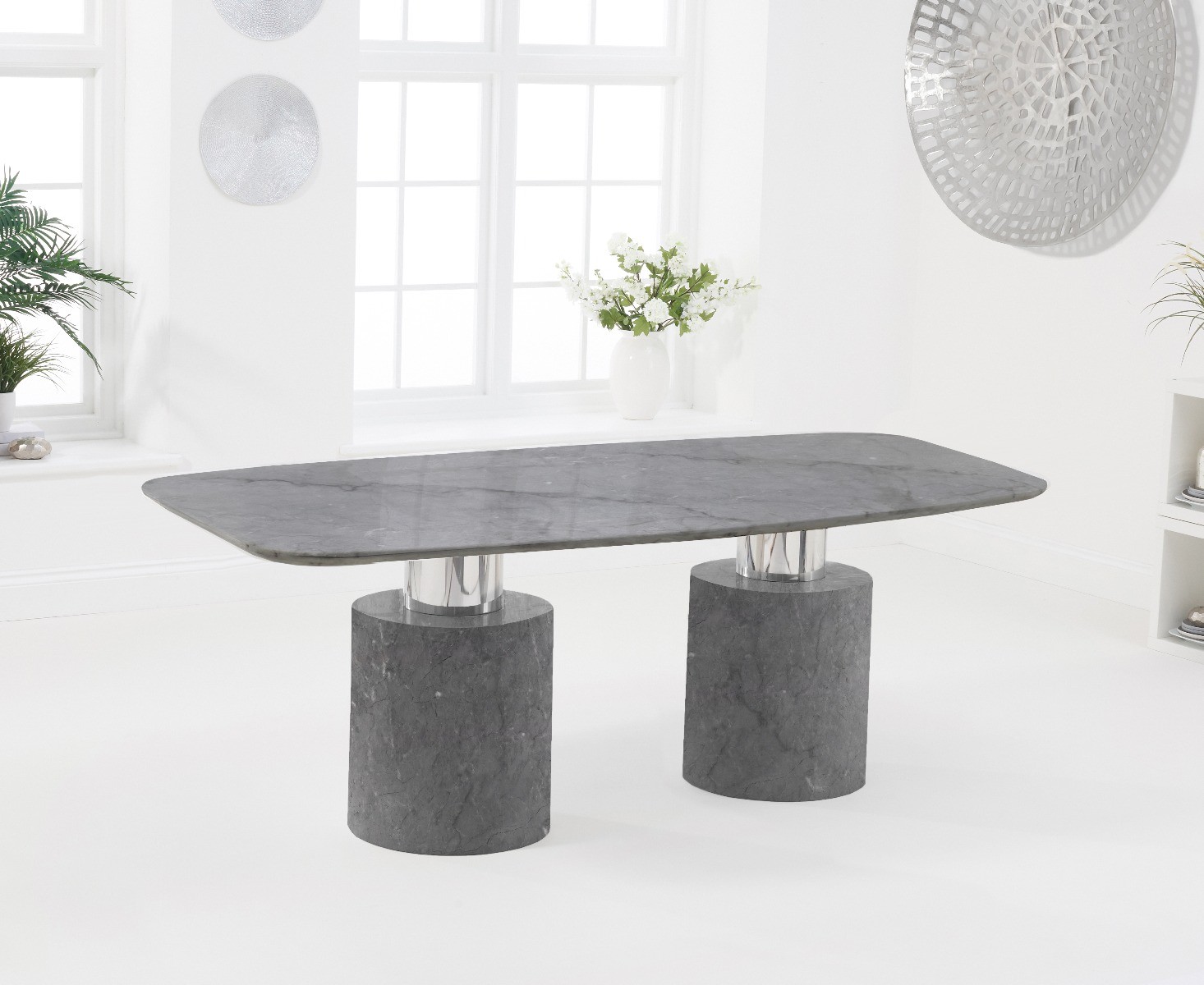 Photo 4 of Antonio 180cm grey marble dining table with 4 cream sophia chairs