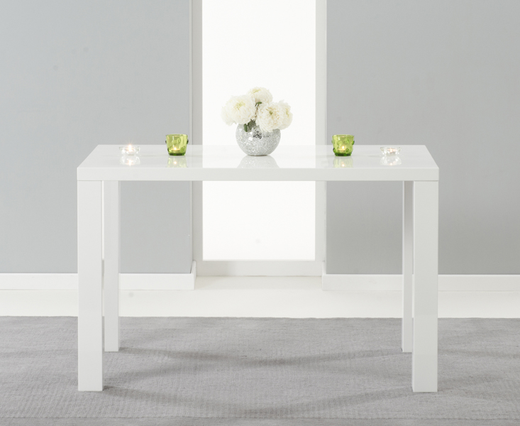 Photo 5 of Seattle 120cm white high gloss dining table with 6 white marco chairs
