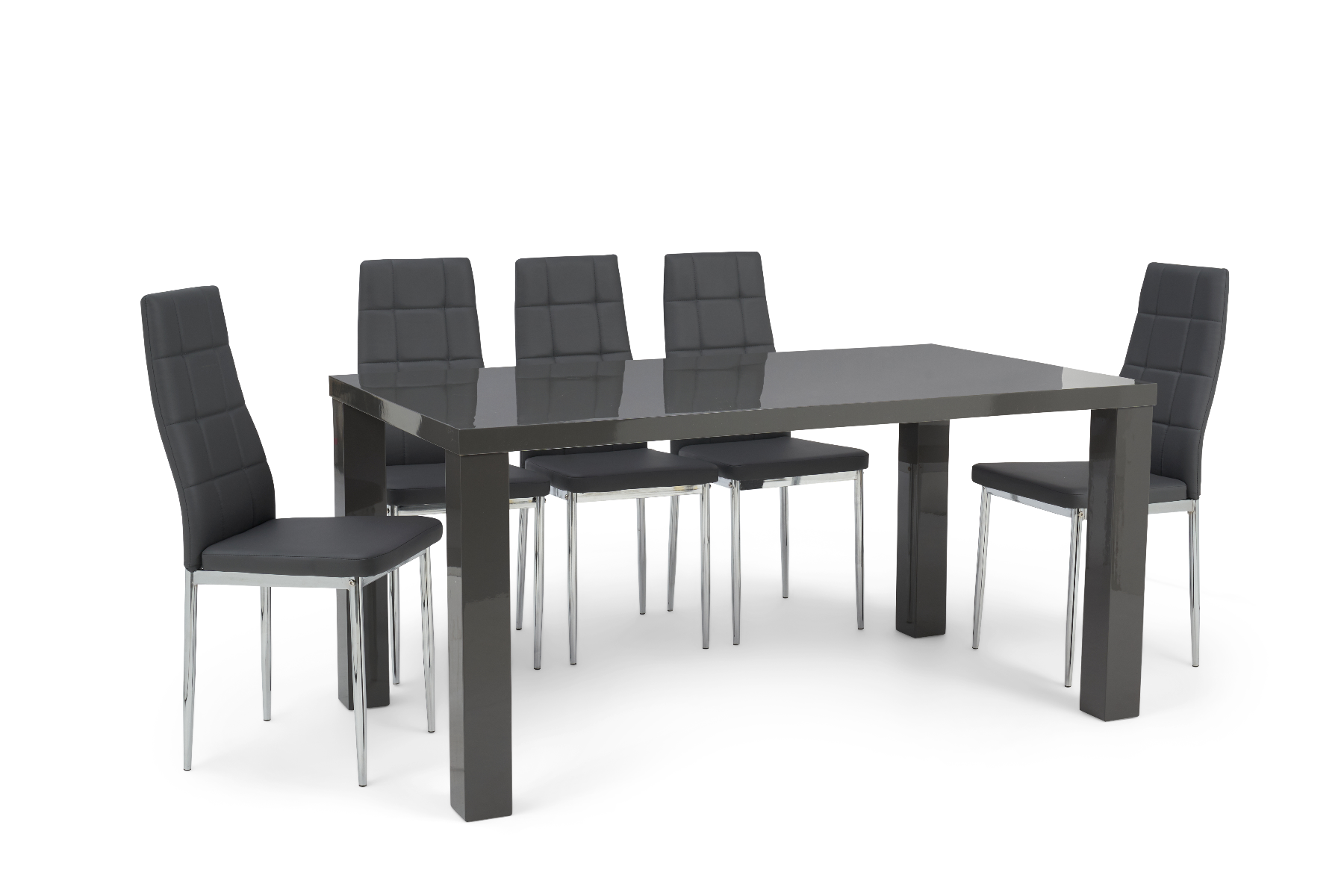 Photo 3 of Atlanta 120cm dark grey high gloss dining table with 6 grey angelo chairs