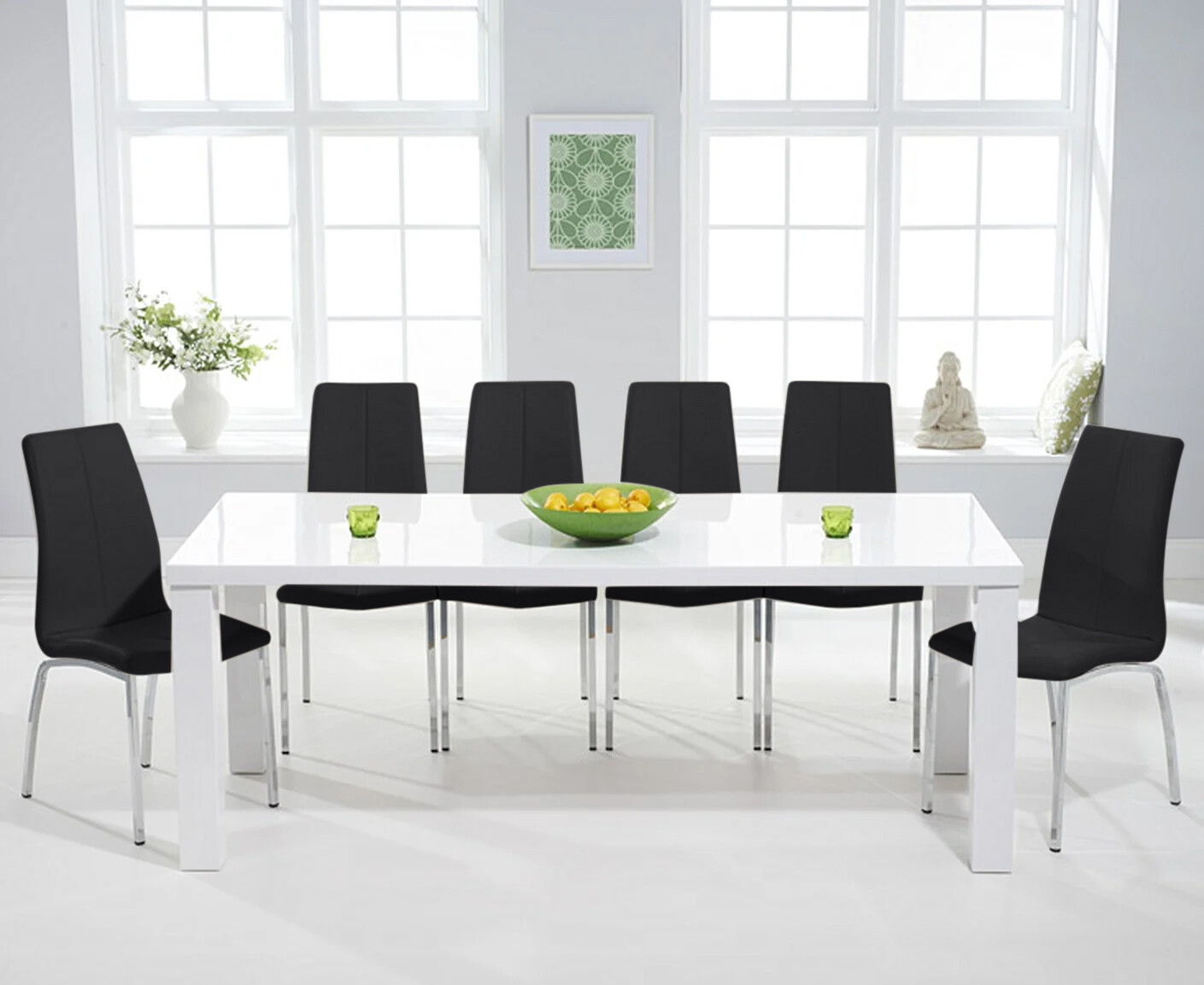 Photo 1 of Seattle 200cm white high gloss dining table with 8 white marco chairs