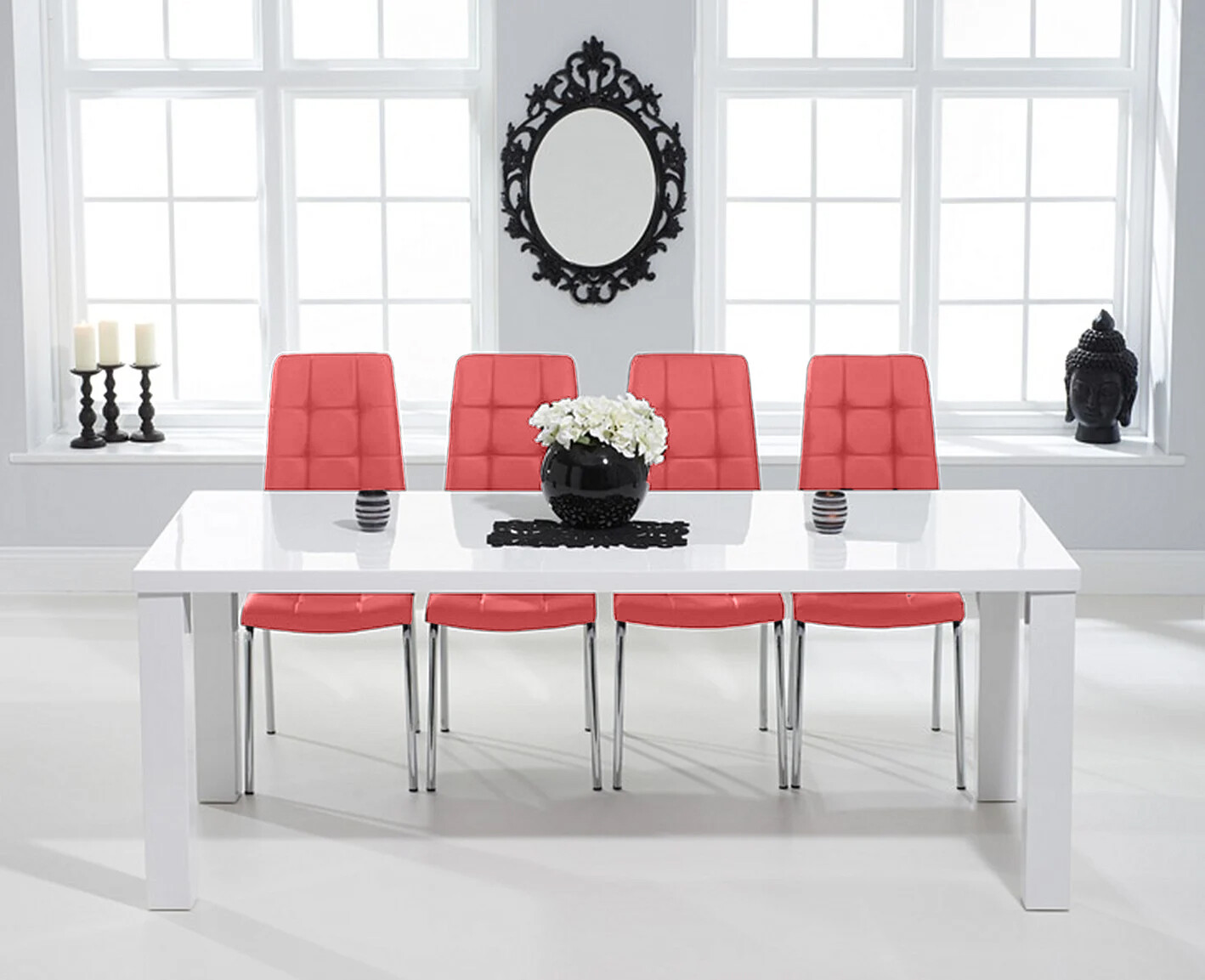 Photo 4 of Seattle 200cm white high gloss dining table with 10 white enzo chairs