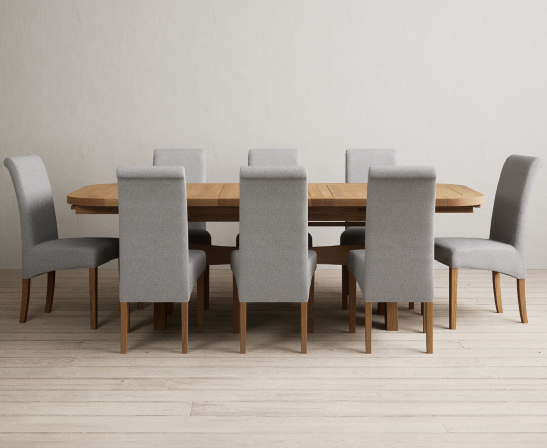 Extending Olympia 180cm Solid Oak Dining Table With 6 Natural Chairs