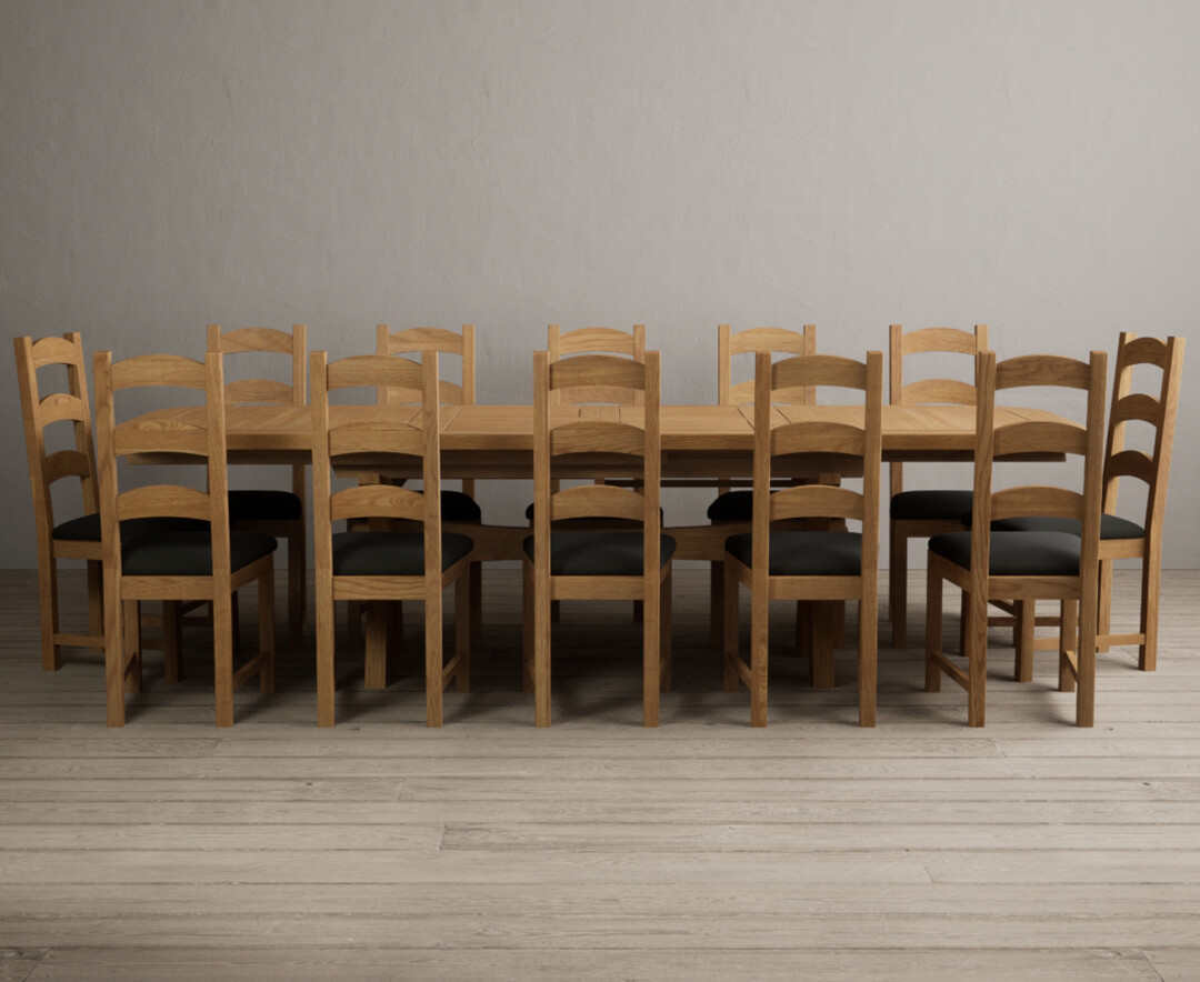 Extending Olympia 180cm Solid Oak Dining Table With 6 Grey Alton Chairs