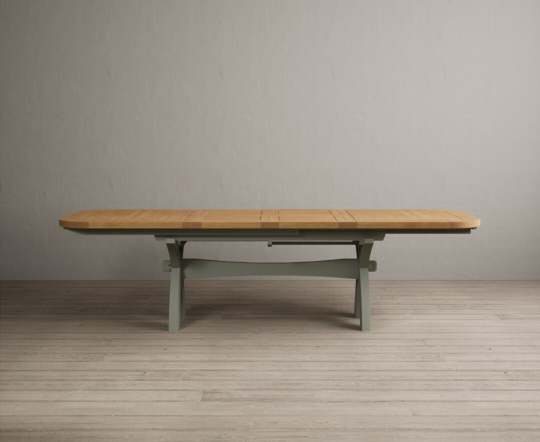 Extending Olympia 180cm Oak And Soft Green Painted Dining Table