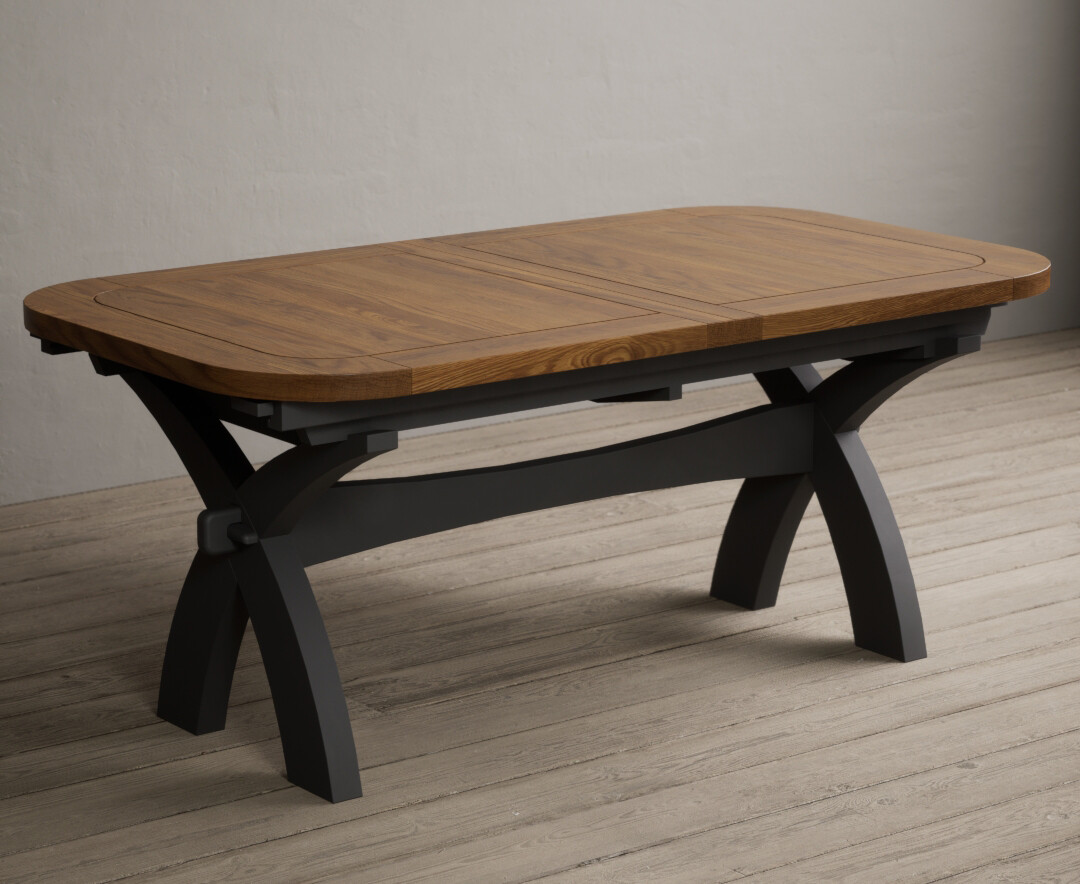 Product photograph of Extending Olympia 180cm Oak And Charcoal Grey Painted Dining Table from Oak Furniture Superstore