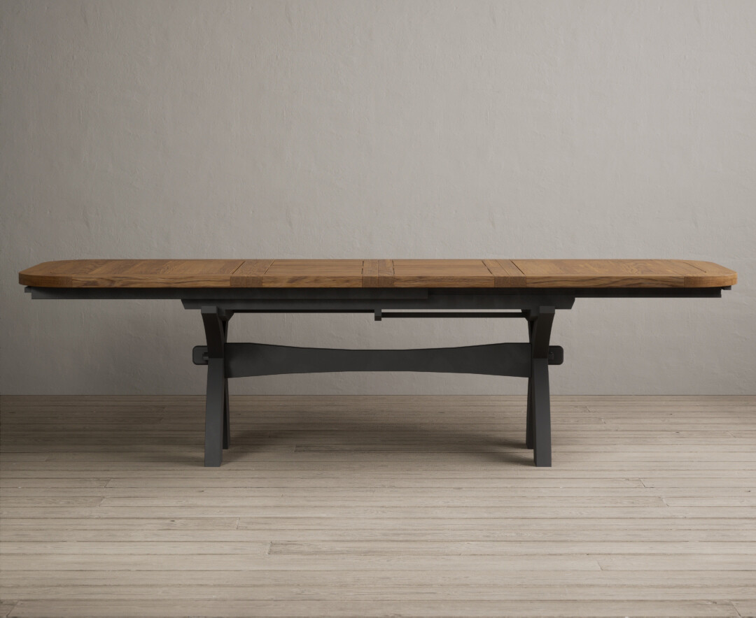 Product photograph of Extending Olympia 180cm Oak And Charcoal Grey Painted Dining Table from Oak Furniture Superstore.
