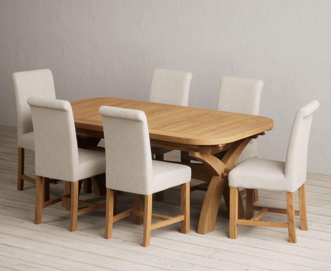 Photo 3 of Extending olympia 180cm solid oak dining table with 8 charcoal grey chairs