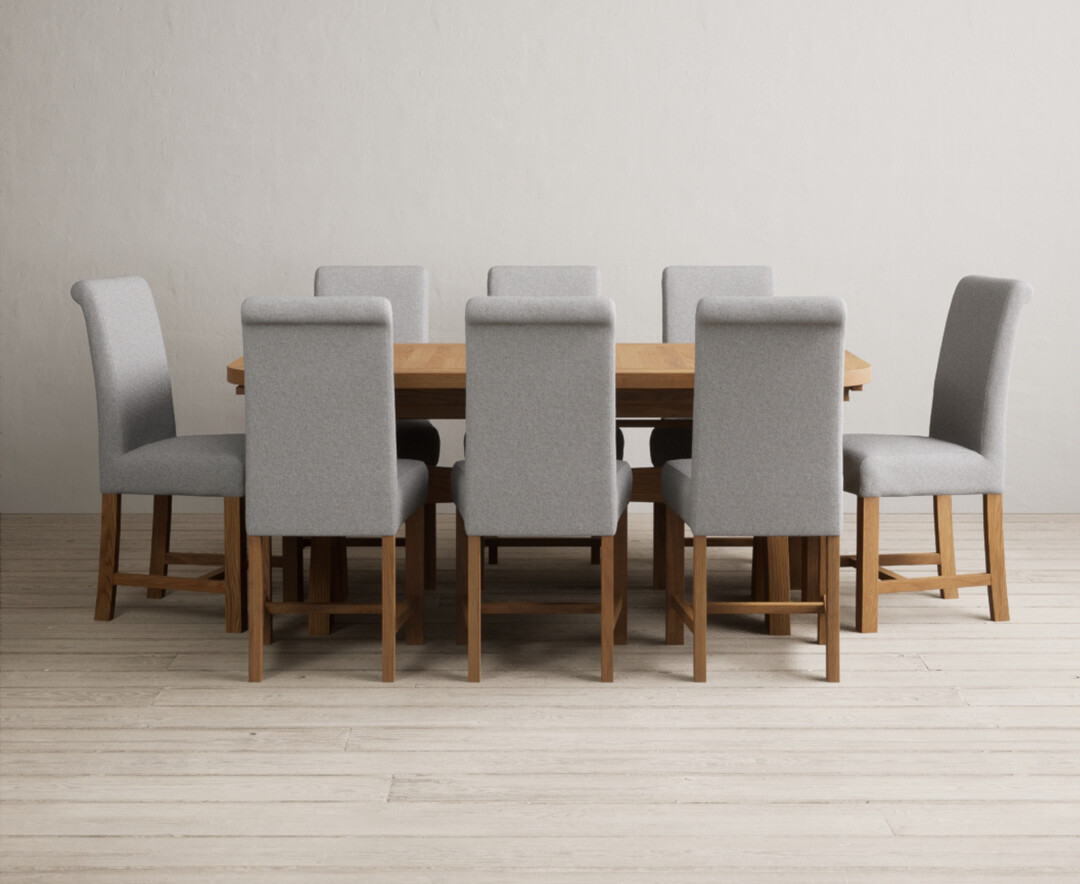 Extending Olympia 180cm Solid Oak Dining Table With 6 Brown Chairs